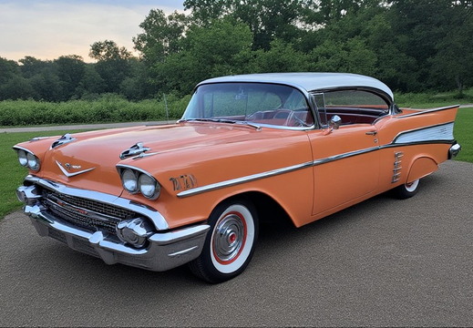 A vintage, two-tone Chevrolet Bel Air from the late 1950s